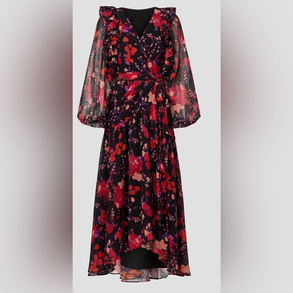 Slate & Willow Floral Midi Wrap Dress Size XL - Picture 5 of 10